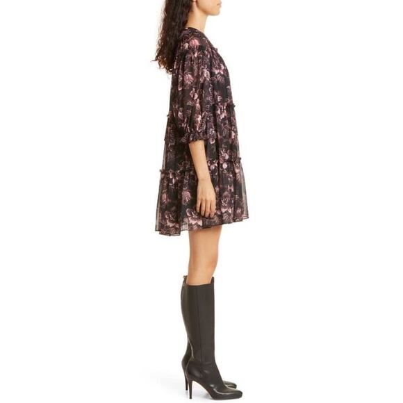 TED BAKER Barnabe Tiered Printed Mini Swing Dress Size 2 - Picture 2 of 9